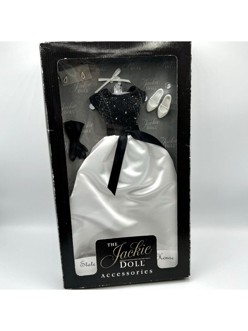 Franklin Mint Jackie Kennedy Doll Outfit Accessories Black White Gown Ensemble
